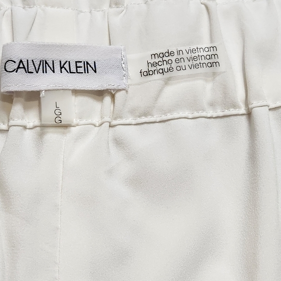 SIZE L (12-14 US) Cropped dress pant High waist White Pockets CALVIN KLEIN - Picture 8 of 15